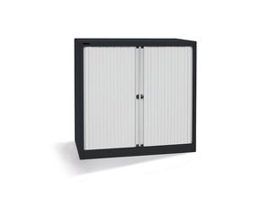 5020073412963 - BISLEY Euro-Rollladenschrank Breite 1000 mm 2 Fachböden tiefschwarz   lichtgrau