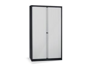 5020073413007 - BISLEY Euro-Rollladenschrank Breite 1200 mm 4 Fachböden tiefschwarz   lichtgrau