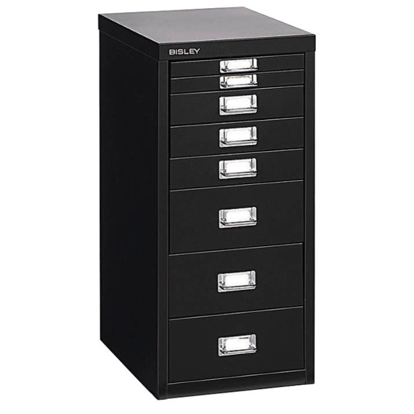 5020073705843 - Schubladenschrank MultiDrawer? 29er Serie L298833 Stahl 8 Schubladen (Vollauszug) A4 279 x 59 x 38 cm schwarz