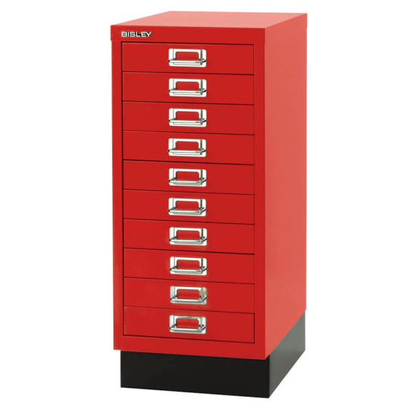 5020073736694 - Schubladenschrank MultiDrawer? 29er Serie L2910S870 Stahl 10 Schubladen (Vollauszug) A4 279 x 67 x 38 cm mit Sockel rot 5