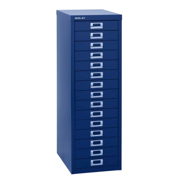 5020073742107 - Schubladenschrank MultiDrawer? 39er Serie L3915839 Stahl 15 Schubladen (Vollauszug) A4 279 x 86 x 38 cm blau