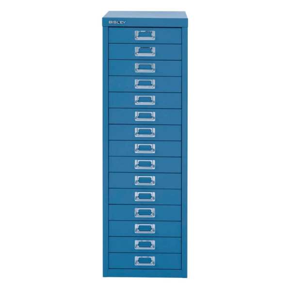 5020073769814 - Schubladenschrank MultiDrawer? 39er Serie L3915105 Stahl 15 Schubladen (Vollauszug) A4 279 x 86 x 38 cm blau