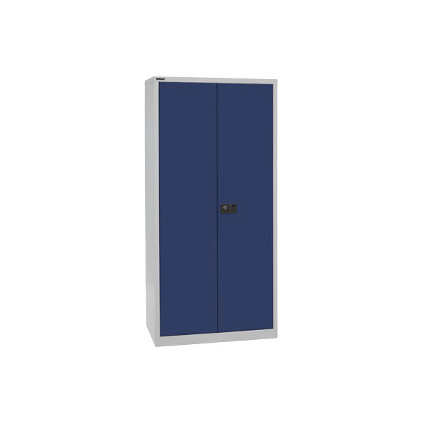 5020073780017 - BISLEY UNIVERSAL Flügeltürenschrank HxBxT 1950 x 914 x 500 mm 4 verzinkte Fachböden 5 Ordnerhöhen lichtgrau   oxfordblau