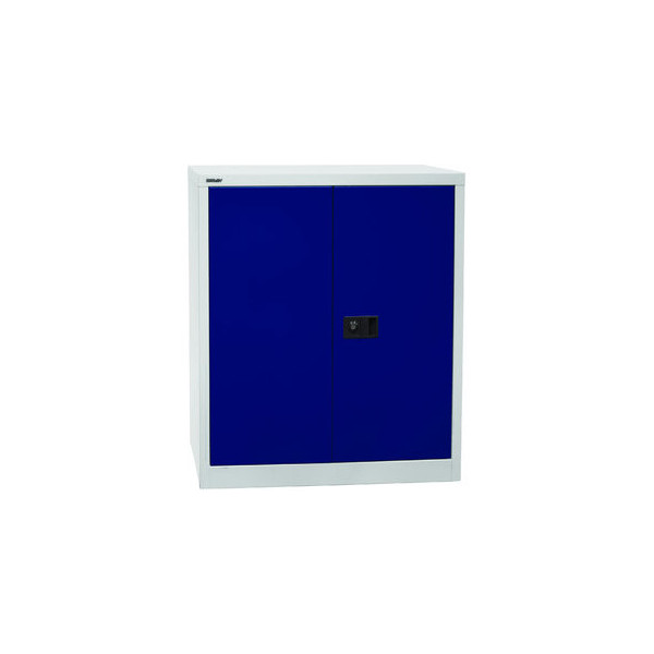 5020073804119 - BISLEY Stahlschrank Universal E402A01G505 lichtgrau oxofordblau 914 x 400 x 1000 cm aufgebaut