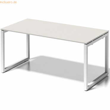 5020073993578 - Cito Schreibtisch 740 mm höhenfixes O-Gestell H 19 x B 1600 x T 800 mm Dekor grauweiß Gestell verkehrsweiß