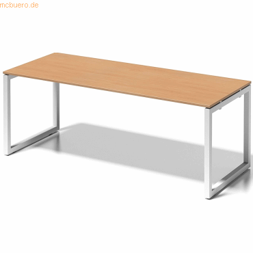 5020073994353 - Cito Schreibtisch 740 mm höhenfixes O-Gestell H 19 x B 2000 x T 800 mm Dekor buche Gestell verkehrsweiß