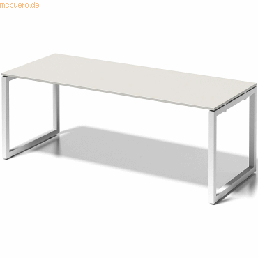 5020073998337 - Cito Schreibtisch 740 mm höhenfixes O-Gestell H 19 x B 2000 x T 800 mm Dekor grauweiß Gestell verkehrsweiß