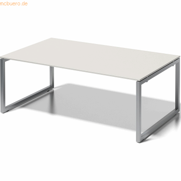 5020073998771 - Cito Chefarbeitsplatz Konferenztisch 740 mm höhenfixes O-Gestell H 19 x B 2000 x T 1200 mm Dekor grauweiß Gestell silber