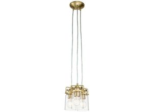 5024005000075 - KL-BRINLEY3-BB Hängeleuchte Brinley 3xE27 60W Stahl Messing gebürstet klares Glas H256-287cm Ø216cm dimmbar höhenverstellbar - Kichler