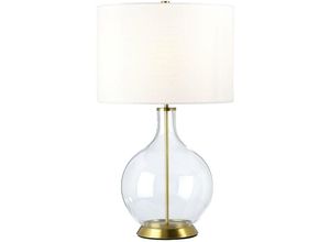 5024005003625 - Lighting orb-clear-ab-wht Tischleuchte Orb E27 40W Glas Stahl Kunstleinen Altmessing H67cm Ø36cm - Elstead