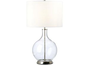 5024005003649 - Lighting orb-clear-pn-wht Tischleuchte Orb E27 40W Glas Stahl Kunstleinen Nickel poliert H67cm B36cm Ø36cm - Elstead