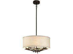 5024005004844 - Lighting TAIKO-3P Hängeleuchte Taiko E27 40W Stahl Altbronze Leinen H364cm-1264cm Ø40cm dimmbar höhenverstellbar - Elstead