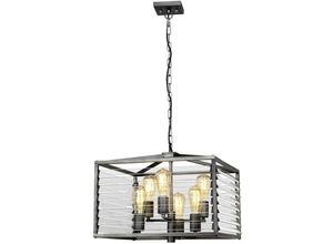 5024005004882 - Lighting LOUVRE-6P Hängeleuchte Louvre E27 40W Stahl industrial lackiert Glas H491cm-3519cm B493cm L493cm dimmbar höhenverstellbar - Elstead