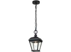 5024005005124 - Lighting BAYVIEW-8M-BK Hängeleuchte Bayview E27 40W IP44 Aluminium schwarz Glas klar H428-1412cm Ø18cm dimmbar höhenverstellbar - Elstead