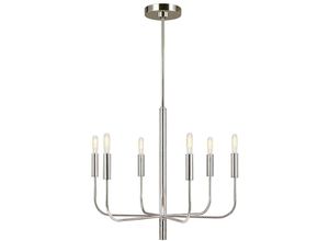 5024005005315 - FE-BRIANNA6-PN Kronleuchter brianna E14 6x60W Stahl Nickel poliert Leinen H531cm B61cm dimmbar - Feiss