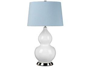 5024005005957 - Elstead - Lighting isla-pn-tl-blue Tischleuchte isla E27 1x60W Keramik Stahl weiß Nickel poliert Kunstseide Liberty blau H64cm B36cm Ø36cm mit