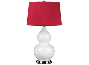 5024005005964 - Lighting isla-pn-tl-red Tischleuchte isla E27 1x60W Keramik Stahl weiß Nickel poliert Kunstseide rote Bete H64cm B36cm Ø36cm mit Schalter - Elstead