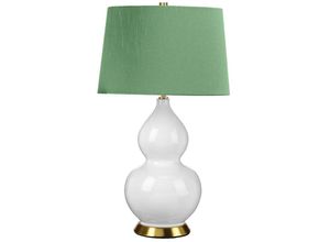 5024005005988 - Lighting isla-ab-tl-green Tischleuchte isla E27 1x60W Keramik Stahl weiß Altmessing Kunstseide Okra grün H64cm B36cm Ø36cm mit Schalter - Elstead