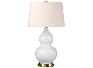 5024005005995 - Lighting isla-ab-tl-pink Tischleuchte isla E27 1x60W Keramik Stahl weiß Altmessing Kunstseide rosa H64cm B36cm Ø36cm mit Schalter - Elstead