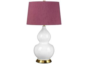 5024005006015 - Lighting isla-ab-tl-purple Tischleuchte isla E27 1x60W Keramik Stahl weiß Altmessing Kunstseide lila H64cm B36cm Ø36cm mit Schalter - Elstead