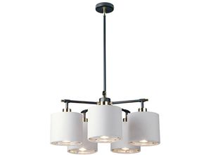 5024005011156 - Elstead - Lighting BALANCE5-BKPN Kronleuchter balance E27 5x40W Stahl schwarzer polierter Nickel Acryl Polycotton weiß silber L552cm H25cm