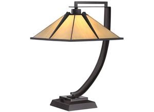 5024005012351 - Qz-pomeroy-tl Tischleuchte pomeroy 1xE27 60W Stahl Western Bronze Kunstglas H548cm B33cm dimmbar - Quoizel