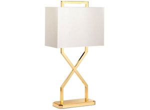 5024005019749 - Elstead Lighting CROSS-TL-IVORY Tischleuchte CEOSS E27 1x60W Stahl Gold poliert Stoff Polycotton Elfenbein L17cm H678cm B35cm Ø35cm mit Schalter