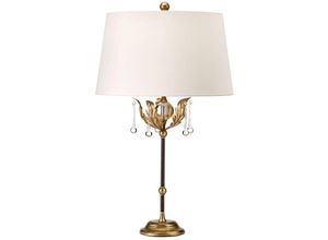 5024005019817 - Elstead - Lighting aml-tl-bronze-iv Tischleuchte amarilli E27 1x60W Stahl Bronze gold pattiniert Kristall Polycotton Elfenbein H72cm B43cm Ø43cm