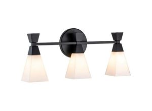 5024005020110 - Lighting BOWTIE-3-MB Badezimmerleuchte Wandleuchte bowtie G9 3x3W IP44 3000K Stahl mattschwarz Opalglas weiß H248cm B572cm dimmbar - Elstead