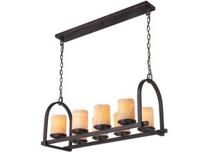 5024005206514 - Quoizel QZ-ALDORA8-ISLE Hängeleuchte aldora 8xE27 100W Metall Palladio-Bronze Onyx Bernstein H521-165cm B914cm dimmbar höhenverstellbar