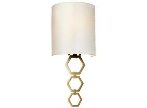 5024005206705 - Elstead Lighting CLARK-SMALL-AB Wandleuchte Clark 1xE27 60W Stahl Altmessing Kunstseide Elfenbein H474cm B19cm dimmbar