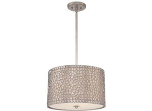 5024005207115 - Quoizel qz-confetti-p-m Hängeleuchte confetti 3xE27 100W Metall Altsilber Leinen off-white Diffusor matt H47-1245cm Ø406cm dimmbar