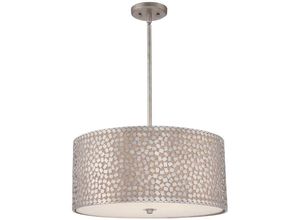 5024005207214 - Quoizel qz-confetti-p-l Hängeleuchte confetti 4xE27 100W Metall Altsilber Leinen off-white Diffusor matt H483-1245cm Ø559cm dimmbar