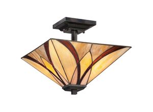 5024005213512 - Quoizel qz-asheville-sf Deckenleuchte Asheville 2xE27 100W Metall Valiant Bronze Tiffany Glas H305cm L356cm B356cm dimmbar im Tiffany-Stil