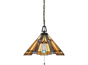 5024005214113 - Quoizel QZ-INGLENOOK-P-A Hängeleuchte Inglenook 3xE27 100W Tiffany Glas Metall Valiant Bronze H419-188cm Ø432cm dimmbar höhenverstellbar im