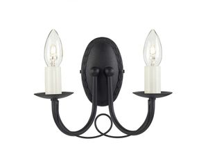 5024005214403 - Lighting MN2-BLACK Wandleuchte Minster 2xE14 60W Stahl schwarz H19cm B26cm dimmbar - Elstead