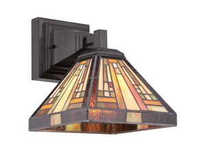 5024005214717 - Elstead - Quoizel QZ-STEPHEN1 Wandleuchte Stephen 1xE27 100W Tiffany Glas Metall Weinlese-Bronze H254cm B203cm dimmbar