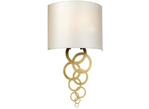 5024005215202 - Lighting curtis-medium-ab Wandleuchte Curtis 1xE27 60W Stahl Altmessing Kunstseide Elfenbein H521cm B29cm dimmbar - Elstead