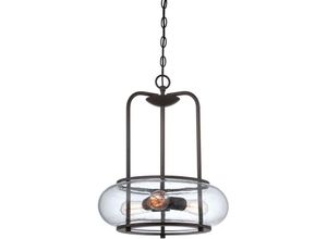 5024005215318 - Quoizel QZ-TRILOGY-3P Hängeleuchte Trilogy 3xE27 60W Metall Altbronze Blasenglas H613-1827cm Ø406cm dimmbar höhenverstellbar