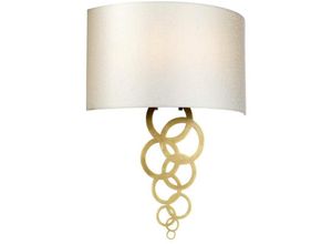 5024005215707 - Lighting curtis-large-ab Wandleuchte Curtis 2xE27 60W Stahl Altmessing Kunstseide Elfenbein H521cm B39cm dimmbar - Elstead