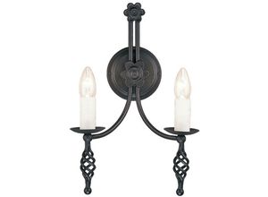 5024005216308 - Lighting BY2-BLACK Wandleuchte Belfry 2xE14 60W Baustahl schwarz H40cm L155cm B265cm dimmbar - Elstead