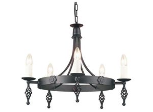 5024005216704 - Lighting BY5-BLACK Kronleuchter Belfry 5xE14 H485 Ø60 - Elstead