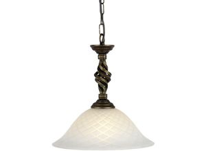 5024005225003 - Lighting pb-p-blk-gold Hängeleuchte Pembroke 1xE27 100W Eisen schwarzes Gold Glas weiß H46cm-765cm Ø34cm dimmbar höhenverstellbar - Elstead