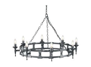 5024005225706 - Lighting SAX8-BLK-SIL Kronleuchter Saxon 8xE14 H585 Ø90 - Elstead