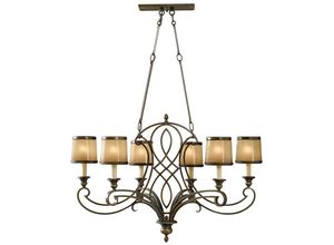 5024005228301 - FE-JUSTINE6-ISLE Hängeleuchte Justine 6xE14 60W Eisen Astral Bronze Glas H797-2139cm B917cm dimmbar höhenverstellbar - Feiss