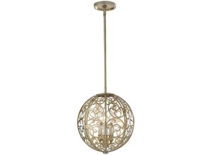 5024005228509 - FE-ARABESQUE3 Hängeleuchte Arabesque 3xE14 60W Stahl Blattsilber Patina Glas H484-1834cm Ø356cm dimmbar höhenverstellbar - Feiss