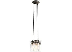 5024005231219 - Elstead - Kichler KL-BRINLEY3-OZ Hängeleuchte Brinley 3xE27 60W Stahl Altbronze Glas H256-287cm Ø216cm dimmbar höhenverstellbar