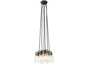 5024005231318 - Elstead - Kichler KL-BRINLEY6-OZ Hängeleuchte Brinley 6xE27 60W Stahl Altbronze Glas H256-287cm Ø305cm dimmbar höhenverstellbar