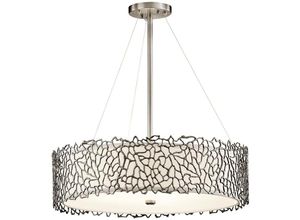 5024005239215 - Elstead - Kichler kl-silver-coral-p-b Hängeleuchte Silver Coral 4xE27 60W Metall klassisches Zinn Leinen Glas geätzt H35-1194cm Ø559cm dimmbar