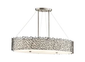 5024005239314 - Kichler kl-silver-coral-isle Hängeleuchte Silver Coral 4xE27 60W Metall klassisches Zinn Leinen Glas geätzt H35-1194cm Ø864cm dimmbar